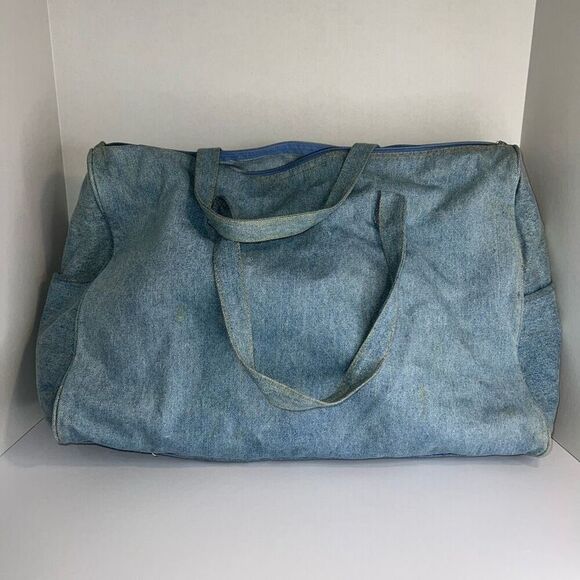 Elmo Sesame Street Duffle Bag Vintage Denim Top Handle Zip Top Oversized Blue - Picture 2 of 7